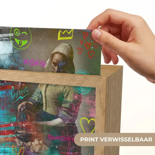 Melkmeisje - Johannes Vermeer - Graffiti Light Box met kabel (Wandlamp) klein -USP_websiteprintNL