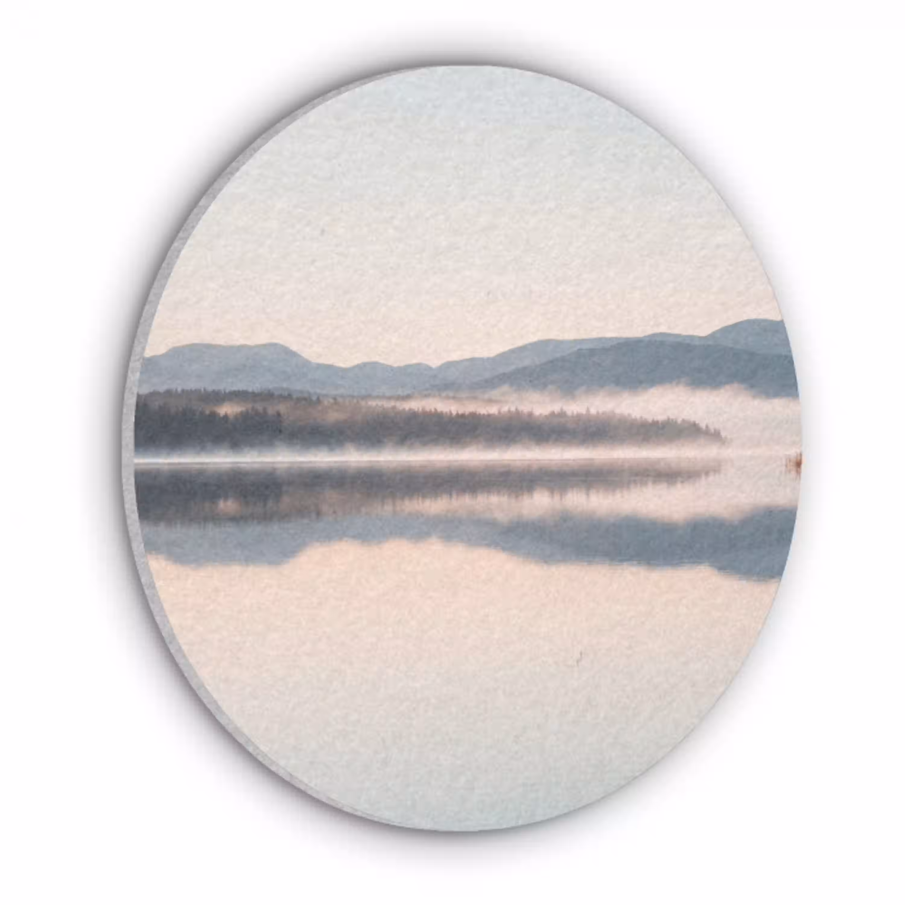 Water - Bomen - Mistlaag Akoestische PET Vilt - Rond klein -3d