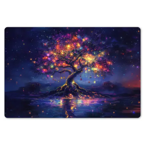 Kosmisch - lichtboom - Kerst - Kleurrijk Placemat vinyl groot -zzsfeer1_Kitchenyeah-website