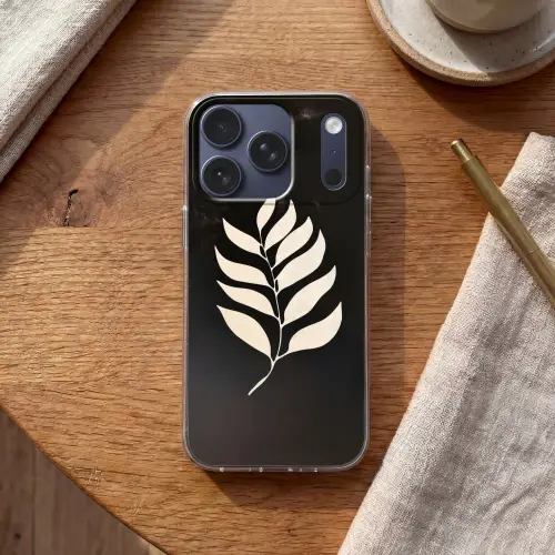 Blad - Wit - Minimalistisch Telefoonhoesje iPhone 17 Pro klein -sfeer1