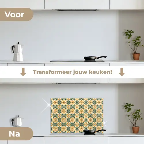 Keramiek - Verweerd - Kleurrijk keuken achterwand spatscherm klein 900 -voor_na_NL