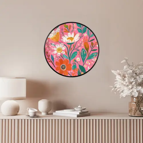 Roze - Bloemen - Wit - Oranje Fotolijst rond zonder passe partout klein -sfeer3