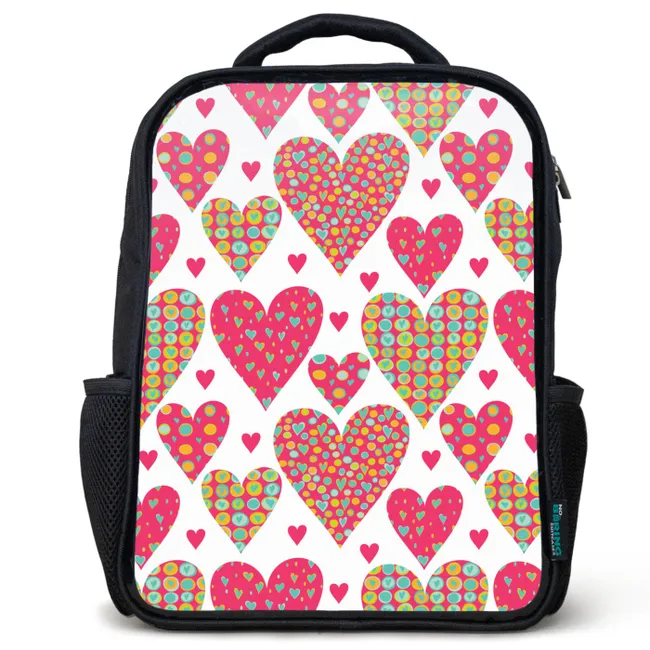Kids backpack Pattern - Hearts - Pink - Girls | Water-resistant | Order ...