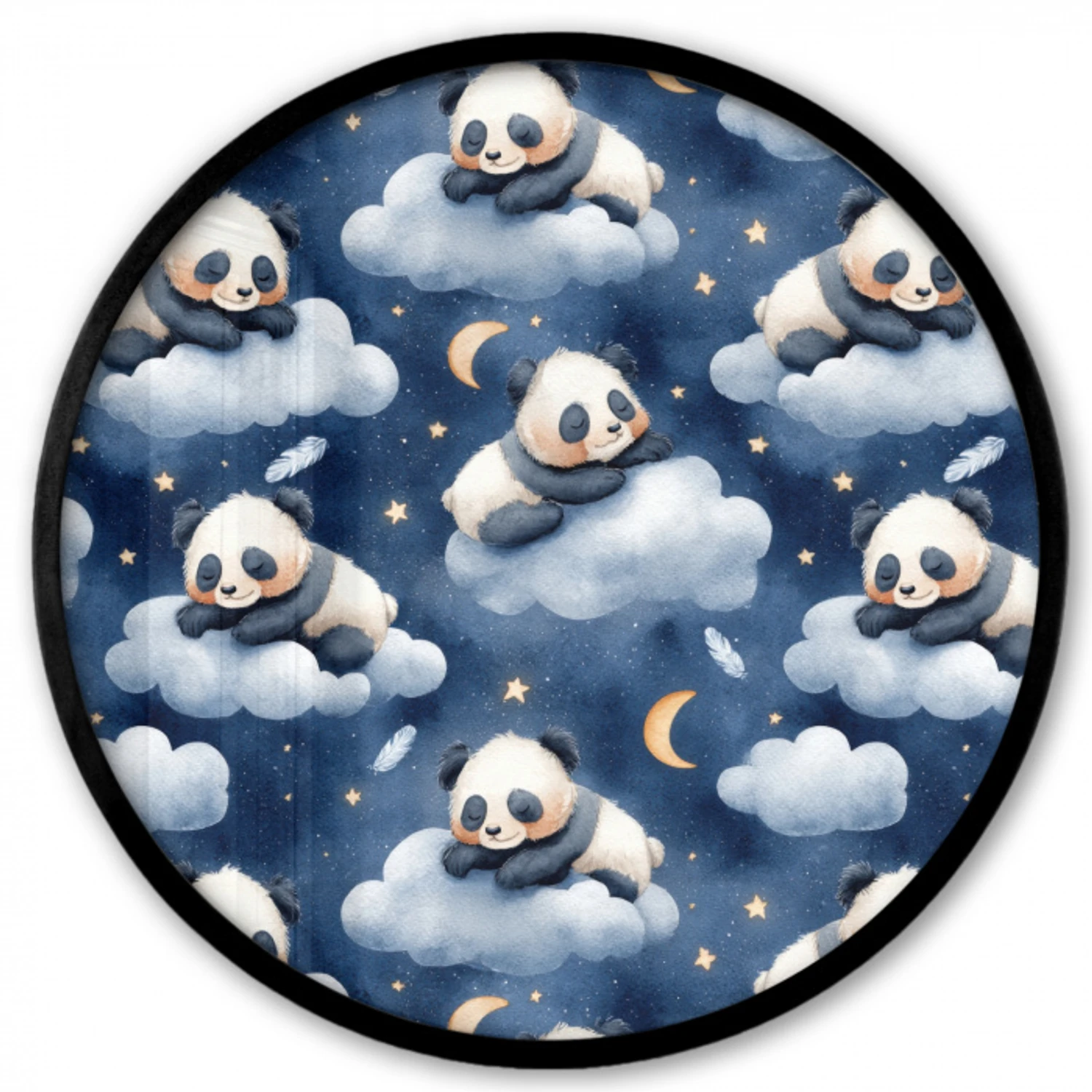 Panda's - Slapen - Blauw Fotolijst rond zonder passe partout klein 856 -3d