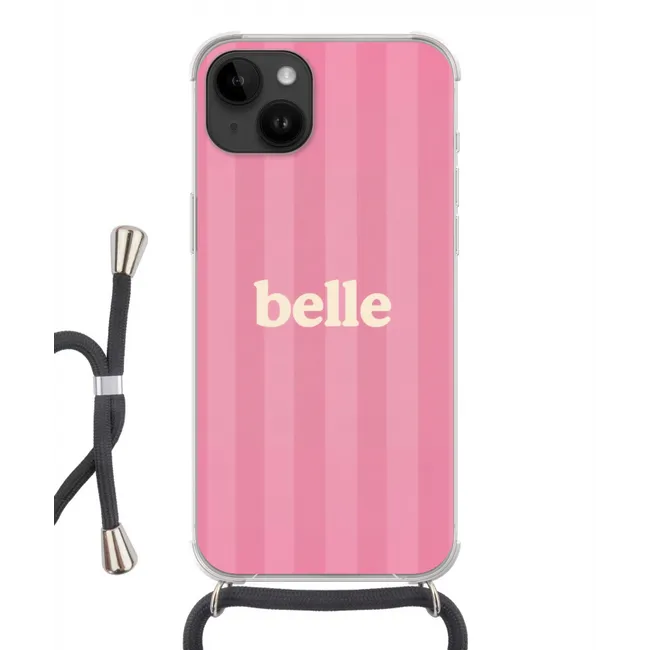 Handyhülle mit Band - Rosa - Gestreift - Belle