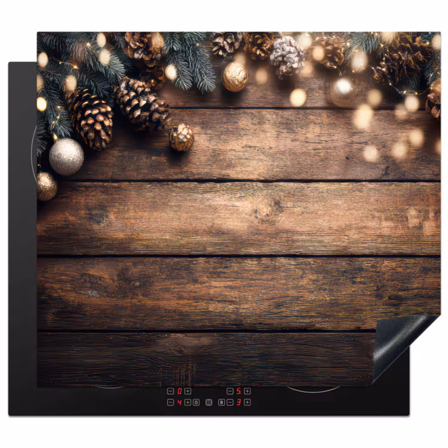 Inductie beschermer - Kerstdecoratie - Houten - Dennenappel - Bruin
