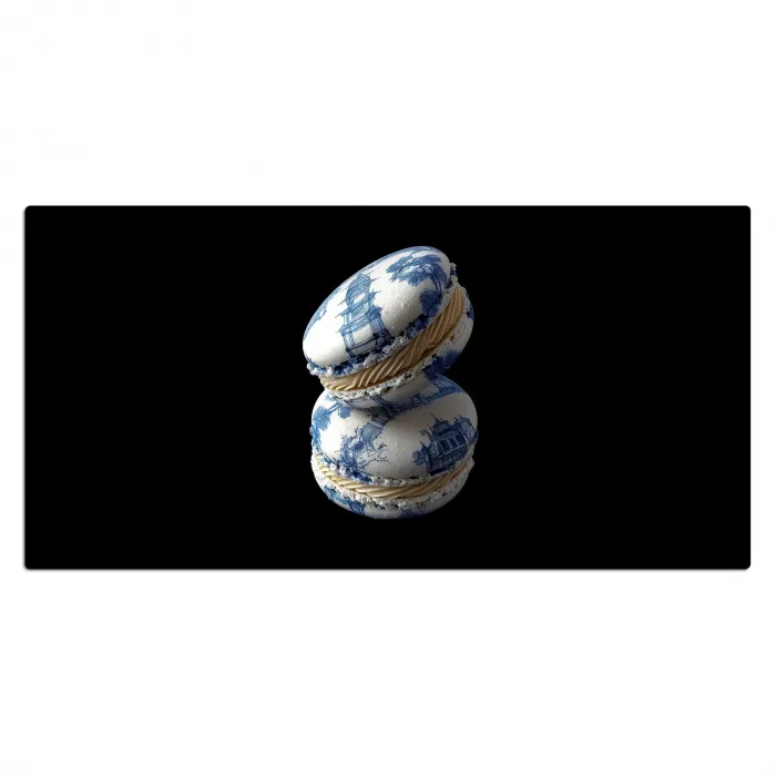 Eten - Macarons - Delfts blauw - Koekjes Muismat XXL klein -3d_leeg