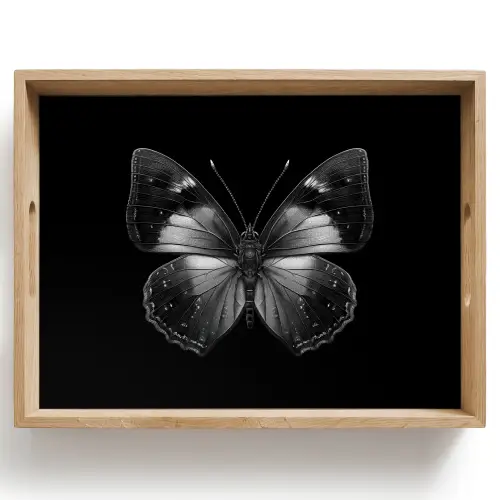 Vlinder - Grijs - Mysterieus Dienblad Rechthoek middel -z3d_shopping