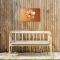 Glazen - Bloem - Oranje Tuinposter op houten frame 2 cm dik klein -sfeer4