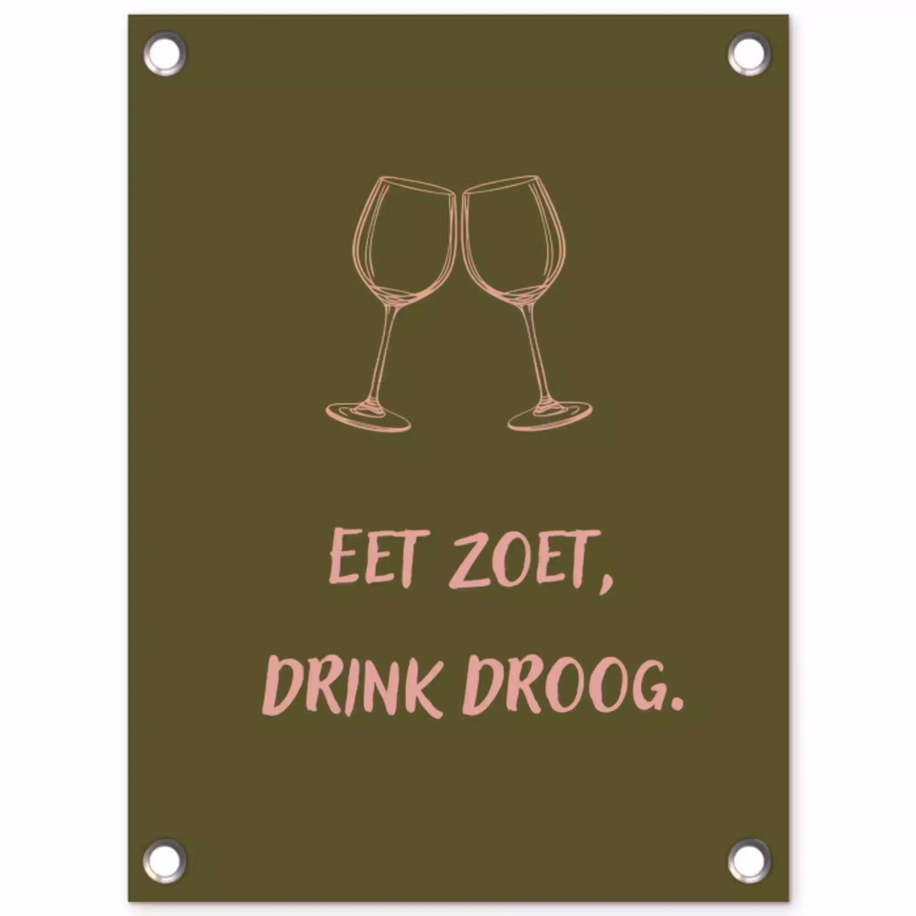Roze - Groen - Wijn - Quote tuinposter los doek klein -3d