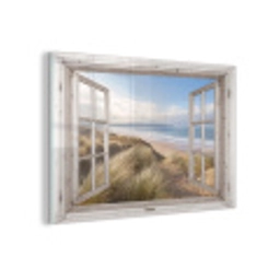 Doorkijk - Strand - Zee - Duinen - Helmgras - Zand - Blauw plexiglas 5mm klein -z3d