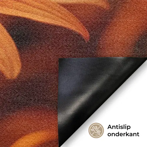 Vlinder - Bloemen - Oranje Deurmat klein -antislip_NL