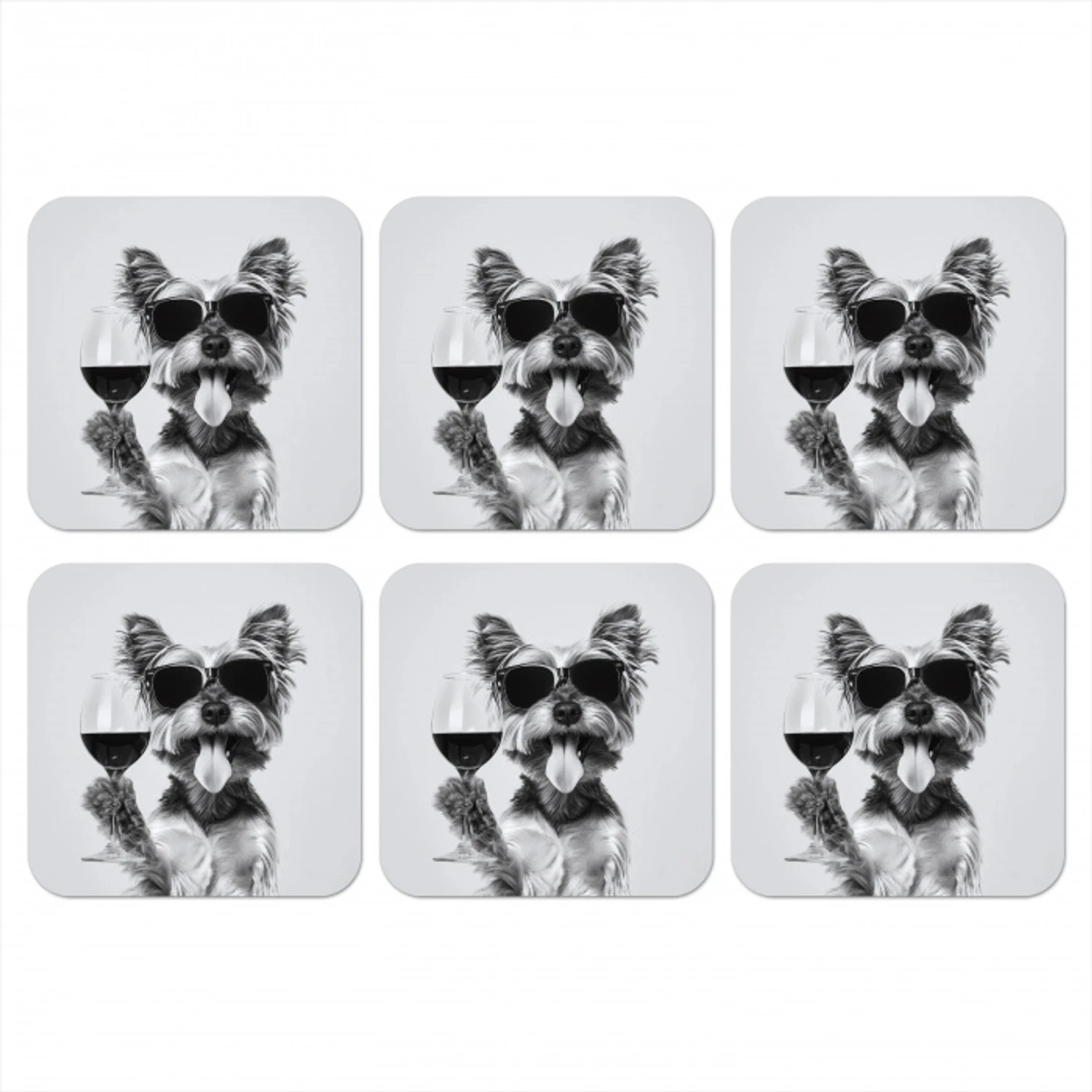 Hondje - Wijnglas - Zonnebril - Enthousiast onderzetter kurk middel -3d