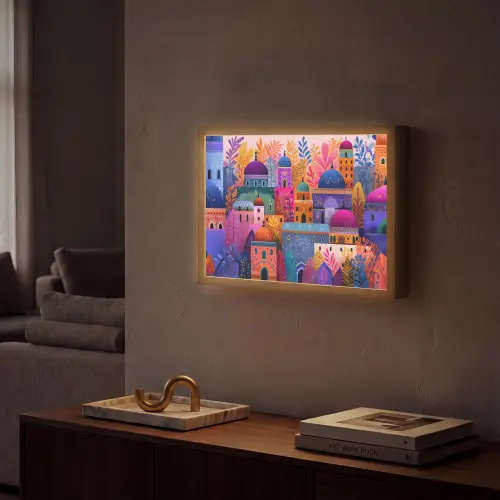 Kleurrijk paradijs - Levendig - Islamitisch Light Box met batterij (Wandlamp) middel -sfeer1