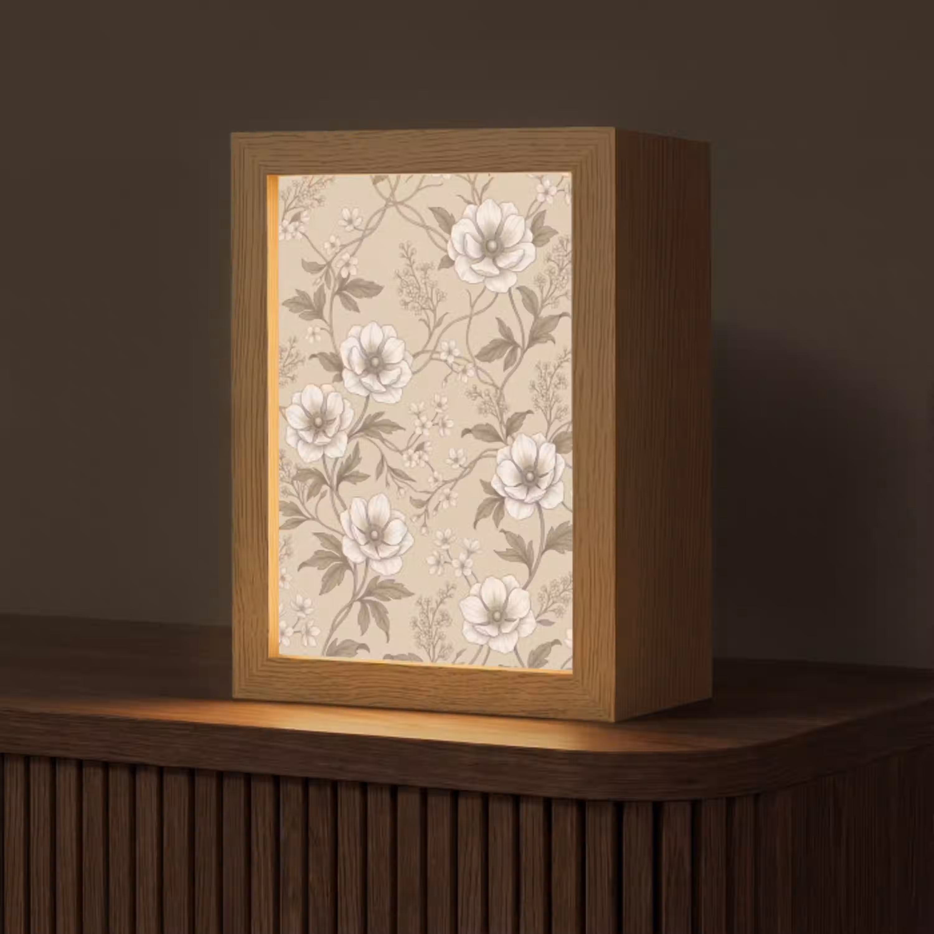 Bloemen - Patroon - Beige Light Box met kabel (Tafellamp) klein -z3d_website