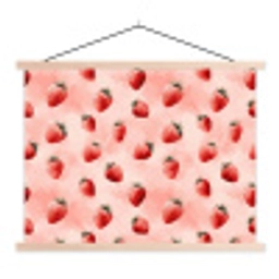 Aardbei - Patroon - Roze textielposter latten blank klein 122 -3d