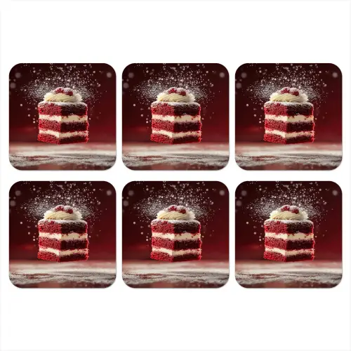 Rode - Velvet - Taart - Eten onderzetter kurk middel -3d