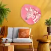 Zebra - Pink - Verf Wandcirkel Organisch Aluminium middel -sfeer4