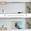 Dobbelstenen - Kleurrijk - Getallen - Stipjes keuken achterwand spatscherm klein -voor_na_NL