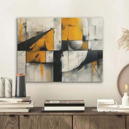 Geel - Abstract - Modern - Vormen PET vilt klein -sfeer1