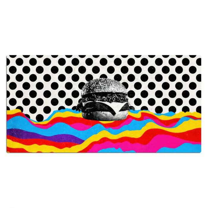 Hamburger - Stippen - Golven - Kleuren Muismat XXL klein -3d_leeg