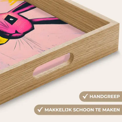 Abstract - Konijn - Sjaal - Geel Dienblad Rechthoek middel -USP_HandgreepNL