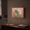 Tropische bladeren - Bloemen - Roze - groen Light Box met batterij (Wandlamp) middel -sfeer1