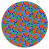 Aardbei - Rood - Blauw - Patroon Wandcirkel kunststof plaat 5mm dik klein 188 -3d