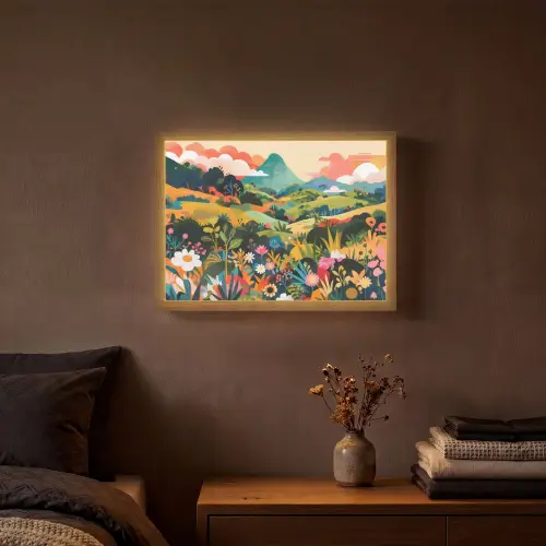 Zonlicht - Heuvels - Wolkenlucht Light Box met batterij (Wandlamp) middel -sfeer4