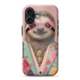 Luiaard - Bloemenprint - Bril - Roze Toughcase MagSafe Apple iPhone 17 klein -3d