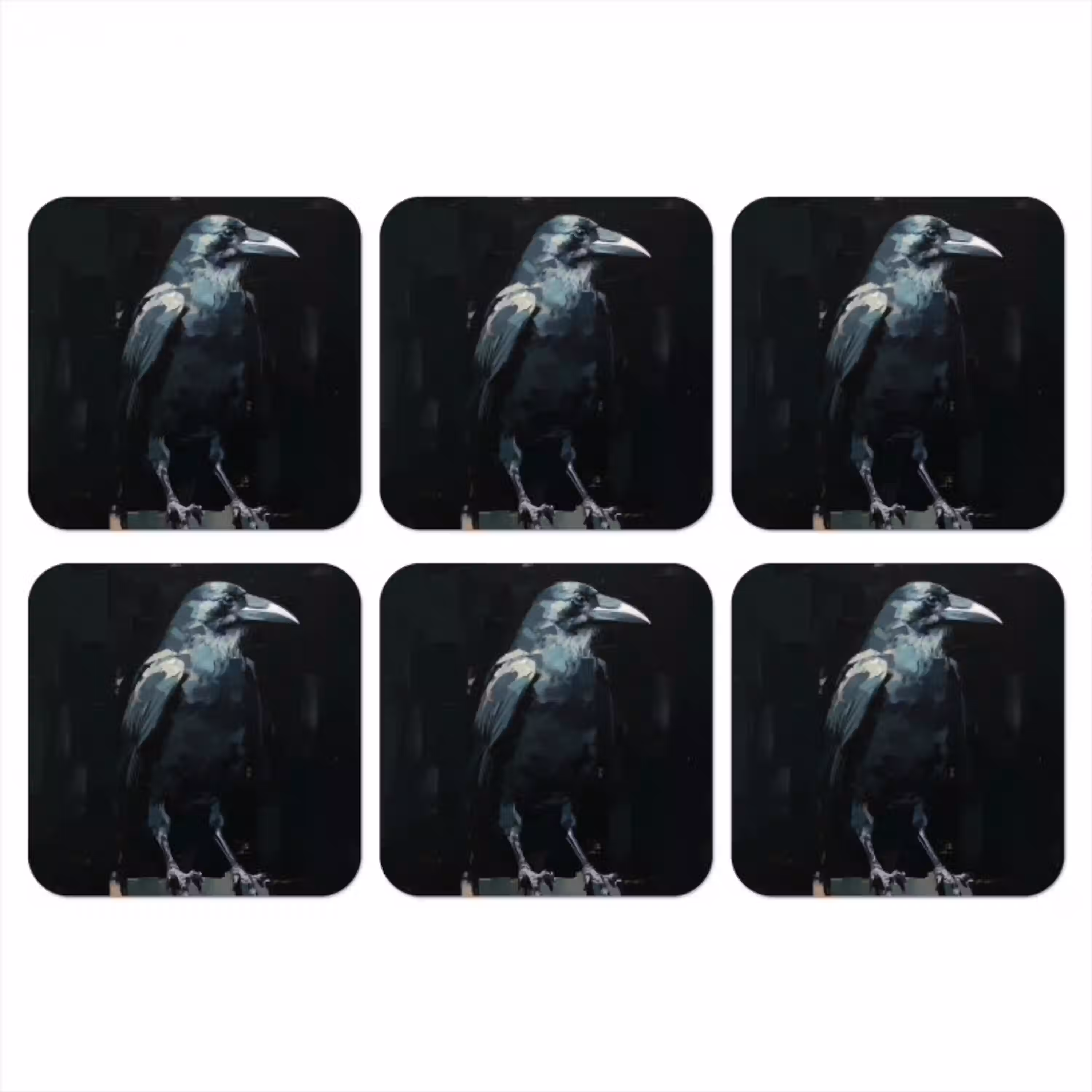 Raaf - Vogels - Zwart onderzetter kurk middel -3d