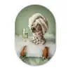 Hond - Bad - Champagne - Handdoek Wandcirkel Ovaal Forex klein -3d