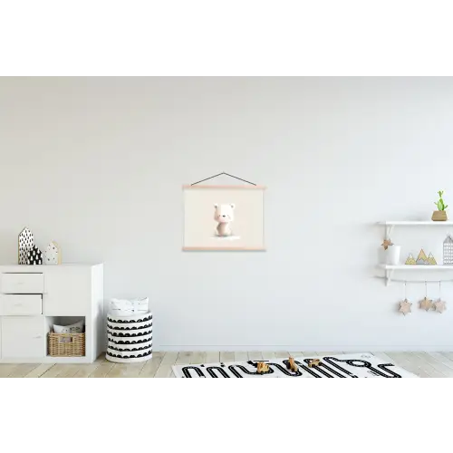 Beertje - Sneeuwvlokje - Wit - Pluizig textielposter latten blank klein -kinderkamer