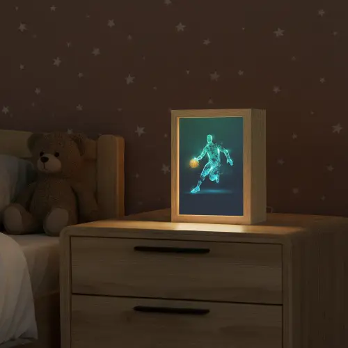 Basketbalspeler - Digitaal - Groen - Blauw Light Box met kabel klein -sfeer1_kind