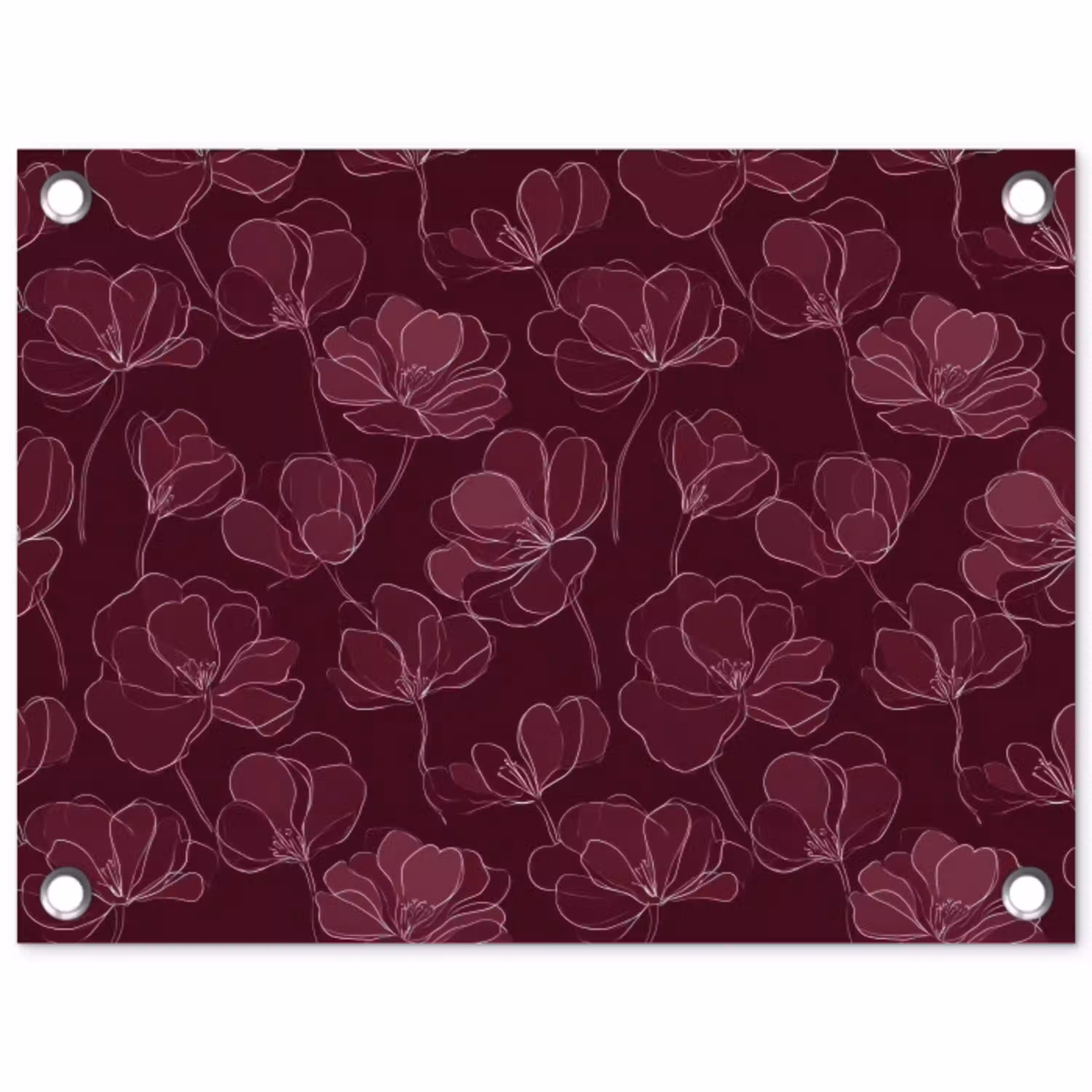 Bloemen - Patroon - Bordeauxrood tuinposter los doek klein 239 -3d