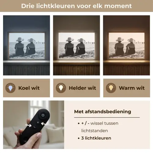 Vrouwen - Zonnehoed - Strand - Zwart - Wit Light Box met batterij (Wandlamp) middel -USP_lichtkleurNL