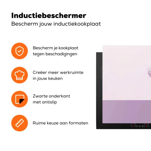 Cocktail - Paars - Minimalistisch - Citroen Inductie beschermer vinyl 3mm klein -zzzzzzz-td-ups