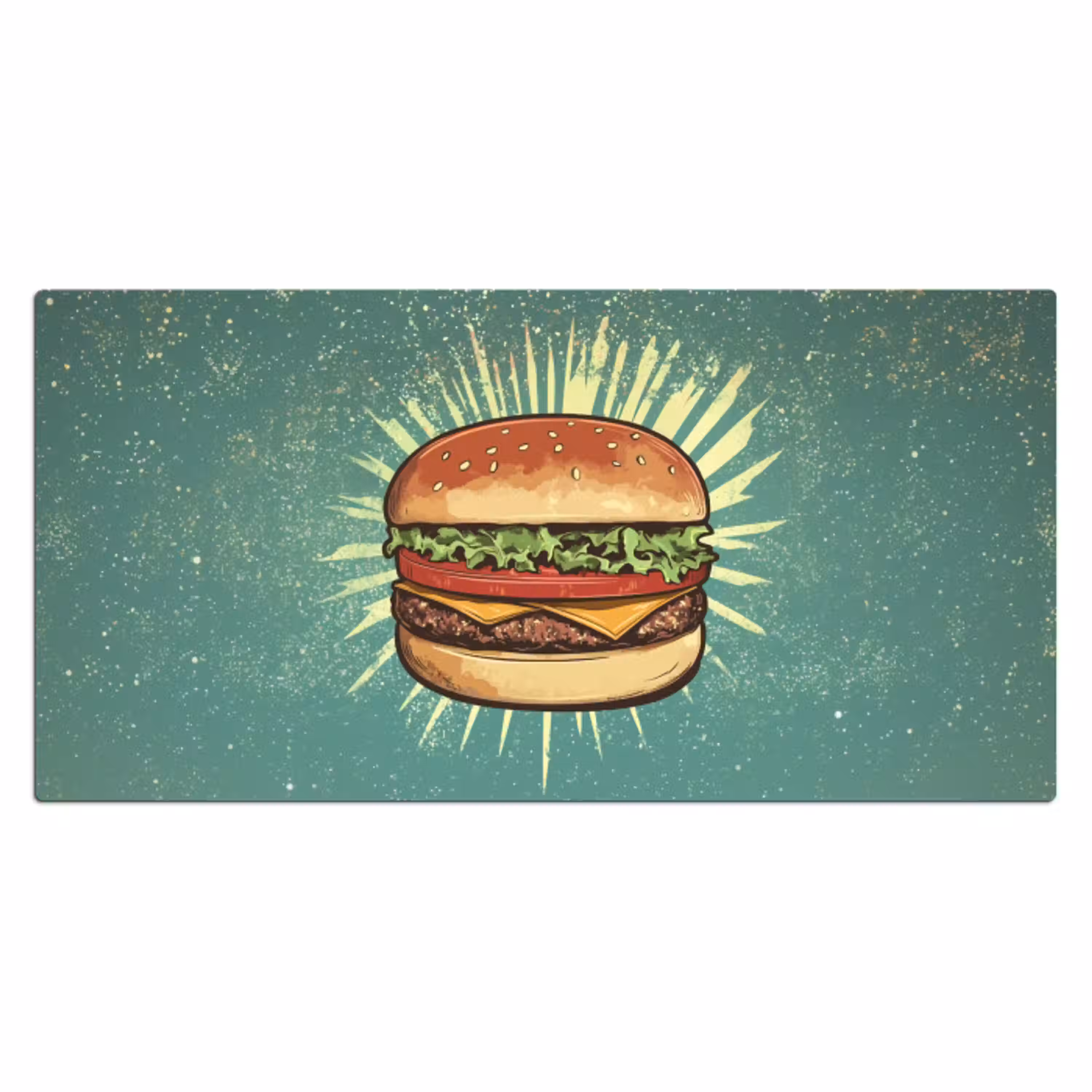 Hamburger - Illustratie - Sla - Kaas Muismat XXL klein -3d_leeg