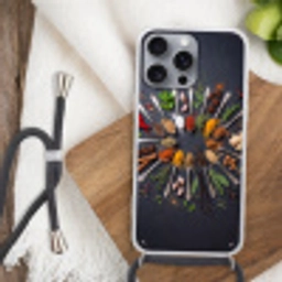 Kruiden - Lepels - Culinair - Kleurrijk - Sfeervol Hoesje iPhone 16 Pro Max met koord klein -sfeer4