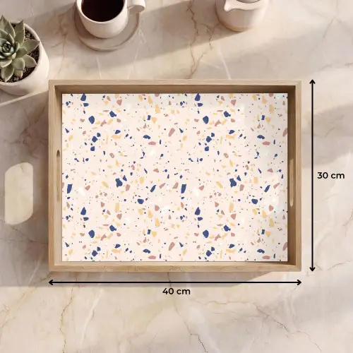 Terrazzo -  Patroon - Kleurrijk - Indigo Dienblad Rechthoek middel 911 -USP_Formaat