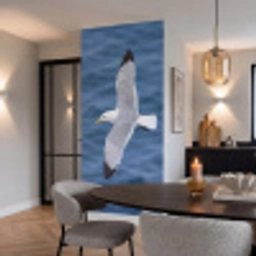 Zeemeeuw - Oceaan - Blauw Behang Vlies klein -sfeer3