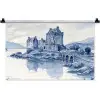 Schots - Kasteel - Blauw - Aquarel Wandkleed katoen klein -zz3d