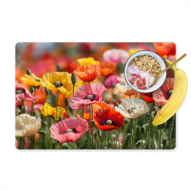 Bloemenveld - Klaprozen - Kleurrijk Placemat vinyl groot -zzzproduct_Kitchenyeah-website