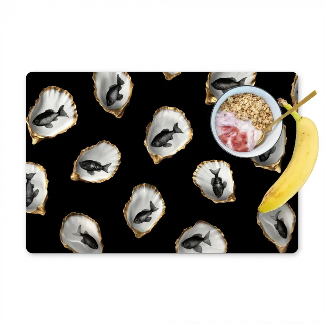 Oesters - Zwart - Vissen - Goud Placemat vinyl groot -zzzproduct_Kitchenyeah-website
