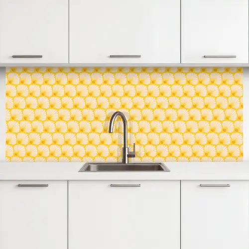 Art Deco - Design - Schelp - Geel keuken achterwand 2 middel 871 -3d