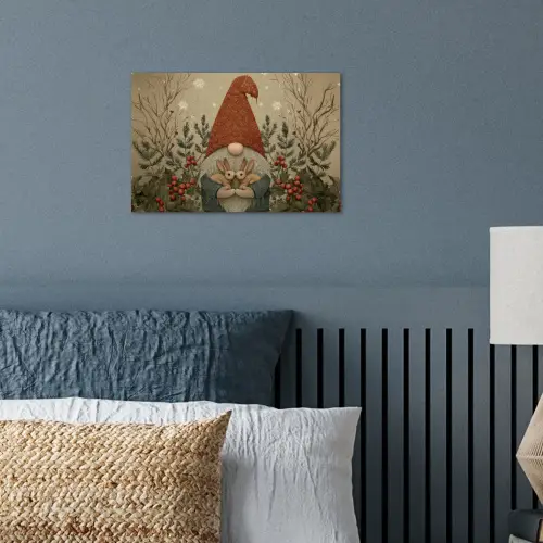 Kerstgnome - Konijntjes - Kleurrijk poster papier klein -sfeer2