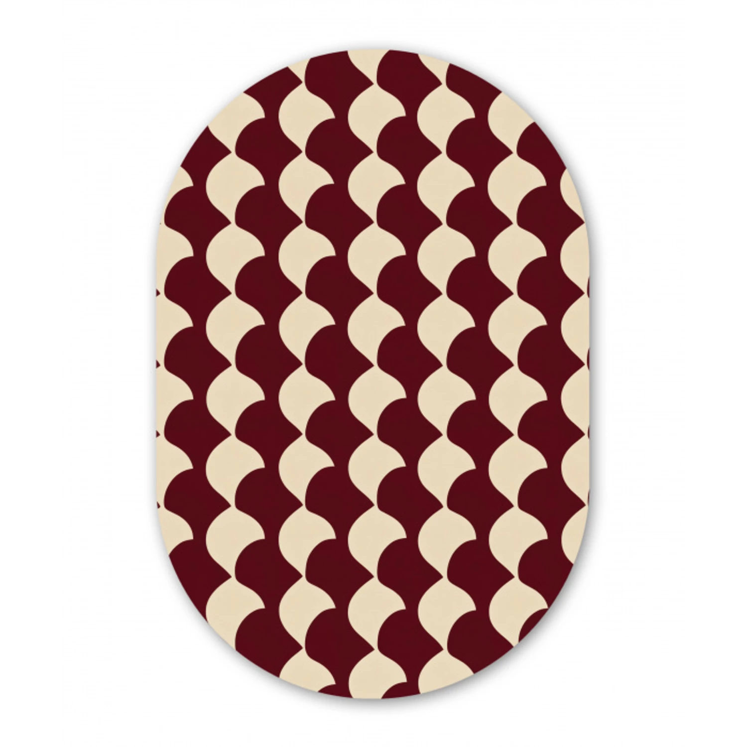 Rood - Tegelpatroon - Crème Wandcirkel Ovaal Aluminium middel 839 -3d
