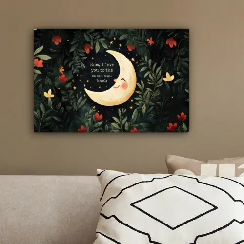 Maan - Quote - Bloemen - Sterren canvas 2cm klein -sfeer3