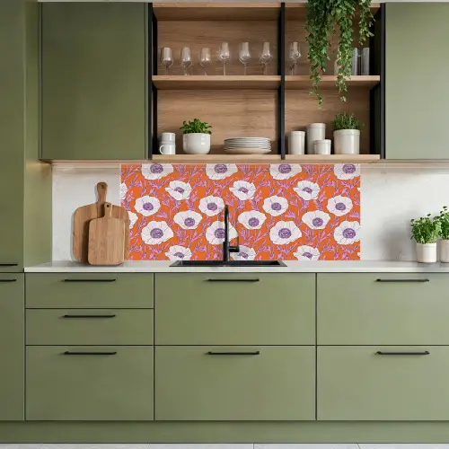 Bloemen - Grafisch - Oranje keuken achterwand 2 middel 871 -sfeer3