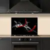Chilipeper - Stilleven - Water - Zwart - Rood keuken achterwand spatscherm klein -sfeer1